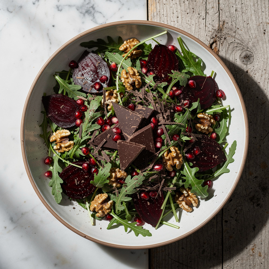 Dark Chocolate Pomegranate Beet Salad