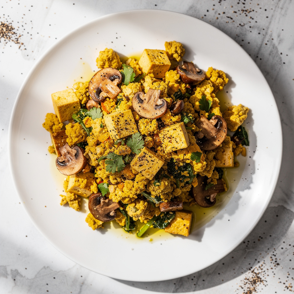 Extra-firm tofu & Mushrooms Breakfast Scramble #11