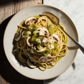 Vegan Leek and Mushroom Pasta