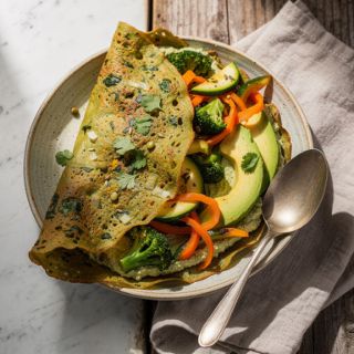 Green Lentil Crepe with Spinach