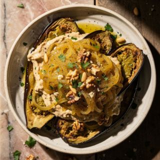 Eggplant with Creamy Caramelized Onions
