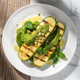 Grilled Zucchini with Mint Pesto