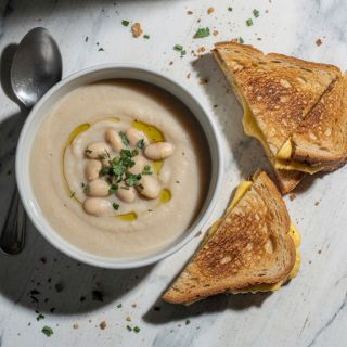 White Bean Soup & Grilled “Cheez”