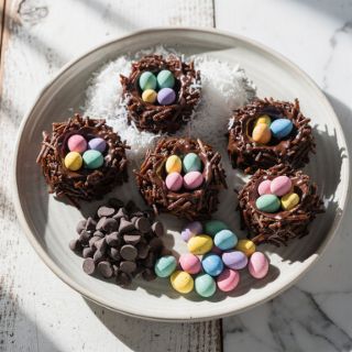 No Bake Chocolate Coconut Nests