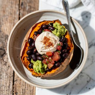Mexican Stuffed Sweet Potatoes (oil-free)