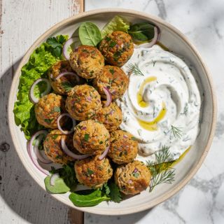 Greek Turkey Meatballs with Tzatziki