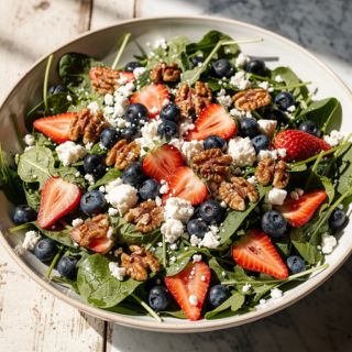 Summer Berry Salad with Candied Walnuts and Feta