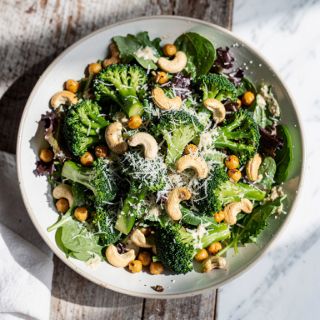 Broccoli Caesar Salad (with dairy-free caesar dressing!)